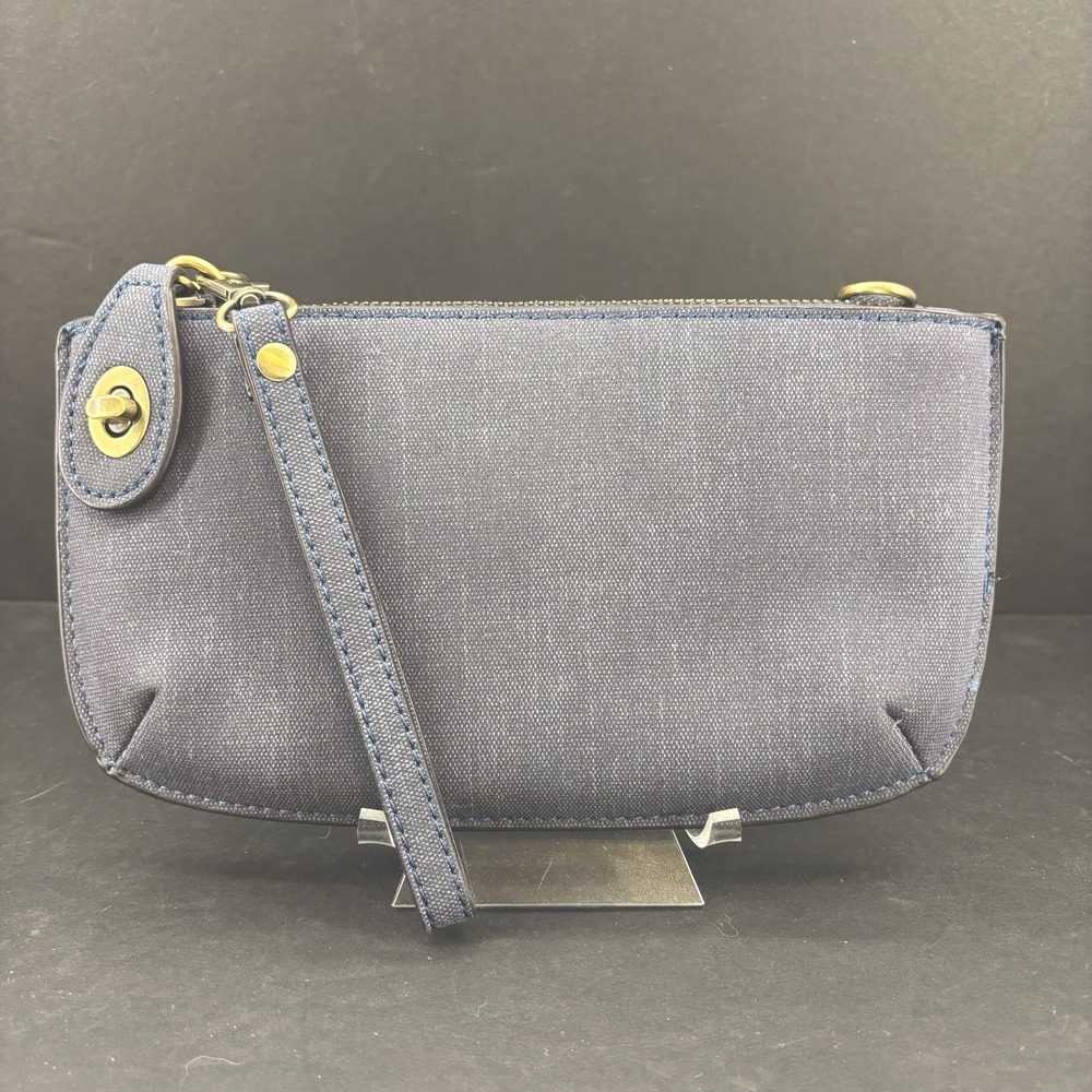 Joy‎ Susan Wristlet Blue "Denum" Look Turn Lock Zipper No Crossbody Strap